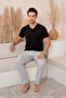 Men's Dad Dowry Modal Fabric Short Sleeve Fit Cotton Pajama Set with Six Pockets - 6