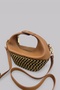 Capsule Soft Wicker and Genuine Leather Special Design Stylish Premium Women's Crossbody Bag with Adjustable Strap - 3