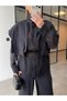 Transparent Garnished Shirt and Pants Set Black - 4