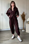 Tencel Fabric Carrot Trousers Brown Set - 3