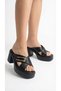 Buckled Cross Stripes in Front, Open Front, Summer Women's High Wedge Sole Shoes Slipper Sandals