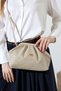Cream Women's Bag with Wicked Look, Medium Size, Bunded Form, Stylish Handbag and Crossbody Strap - 2