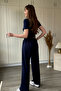 Zippered Shirt Collar Modal Fabric Cardigan Navy Blue Set - 4