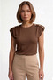 New Product Cotton Textured Padded Blouse with Button Detail - 2