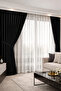 Black Island Backdrop Curtain 1/3 Dense Pleated Thick Fabric Dense Textured Backdrop Curtain