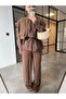 Transparent Garni Shirt and Pants Set Brown - 3