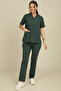 Women's Envelope Collar Terycotton Scrubs Set - Bitter Green - 2