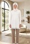 Women's Long Sleeve Crew Neck Front Chiffon Tulle Detailed Undershirt Tunic 10269