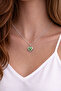 Heart Cut Green Shiny Stone Detailed Silver Color Necklace - 2