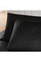 Linestyle Double 100% Cotton Satin (90 Thread) Duvet Cover Set Black (3 Pieces) 200X220/50X70 Black - 2