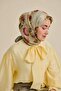 وشاح حريري من التويل بنمط أخضر مائي 90x90 - 5