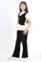 Girl's Stone Decorated and Vest Detailed Top and Bottom Set 7-12 Years 12572 - 2
