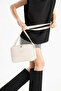Women's Cream Leather V Quilted Stitching Design Cross Strap 3-Compartment Double Zipper Daily Shoulder Bag - 2