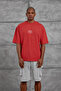 Men's T-Shirt Yes Print Washable Red Oversize Printed Crew Neck Cotton