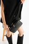 Women's Black Leather V Quilted Stitching Design Cross Strap 3-Compartment Double Zipper Daily Shoulder Bag - 2