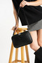 Women's Black Leather V Quilted Stitching Design Cross Strap 3-Compartment Double Zipper Daily Shoulder Bag