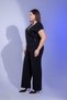 Women's Plus Size Double Breasted Suit with Buckle Detail Black - 3