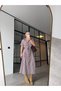 Checkered Shirt Dress with Pensil Skirt Brown - 5