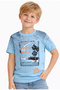 Boy's Santa Written Embroidered Light Blue Color Short Sleeve T-Shirt - 2