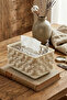 Decorative Luxury Floral Napkin Holder Embossed Stylish Rectangular Desktop Tissue Box - 3