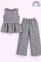 Girl's Gingham Peplum Blouse and Pants Set 12693 - 3