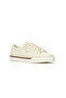 Women's Jump Kick Leather Lace-Up Sneaker – Foxing Stripe, Low-Top Casual Shoe Beige - 2