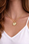 Double Heart Figured Gold Color Necklace with Shiny Stone Detail - 2