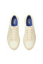 Women's Jump Kick Leather Lace-Up Sneaker – Foxing Stripe, Low-Top Casual Shoe Beige - 6