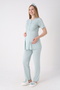 French Lace Embroidered 3-Piece Maternity Pajama Set - Cotton Breastfeeding Compatible Maternity Set - 2