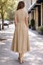 Belted Modal Fabric Full-Length Dress with Side Pocket Detail - 6