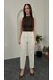 Flatolu Fabric Trousers with Front Panel, Cream Color