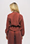 Women's V-Neck Relaxed Fit Elastic Waist Solid Color Shirt - 5