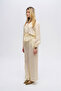 Women's V-Neck Relaxed Fit Elastic Waist Solid Color Shirt - 4