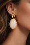 Gold Color Natural Stone Look Oval Earrings Non Tarnish Plated Stylish and Elegant Women's Earrings - 3