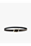 Faux Leather Thin Belt with Metal Buckle - 2