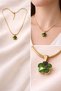 Archhazel Jewelry Green Clover Stone Gold Necklace - 4