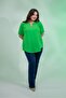 Women's Plus Size V-Neck Blouse with Elastic Sleeves Green - 5