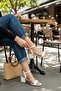 Women's Stoned Cross-Strapped Thick Heeled Ankle Strap Sandals - 2