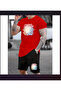 Unisex women's/men's colorful custom printed shorts t-shirt set