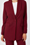 Women's Single Button Jacket and Trousers Set Burgundy - 2