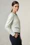 Green Chain Detailed Zippered Crew Neck Women's Genuine Leather Jacket - 4