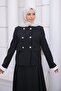 Black Jacket and Skirt Crepe Suit - 3
