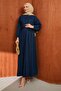 Navy Blue Jacket and Denim Dress Combination - 4