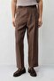 Brown Lyocell Relaxed Fit Pleated Men's Trousers