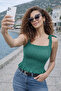 Daily Gipeli Elastic Tie Detailed Square Neck Mint Strap Women's Blouse - 6