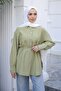 Green Waist Tie Buttoned Shirt