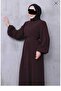 Medina Silk Casual Hajj and Umrah Balloon Sleeve Ferace - Bitter Brown - 2