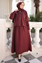 Burgundy Zippered Jacket and Skirt Set