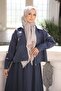 Navy Blue Zippered Jacket and Skirt Set - 4