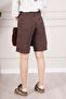 High Waist Relaxed Fit Coffee Jean Shorts - 5